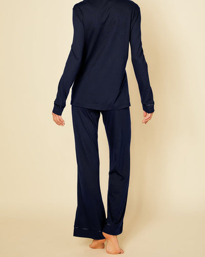 Bella Navy Long Sleeve Top & Pant Pajama Set, Size XL - Beestung Lingerie