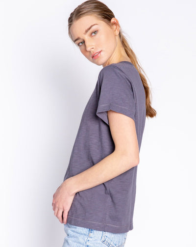 Back to Basics Charcoal Short Sleeve Top - Beestung Lingerie
