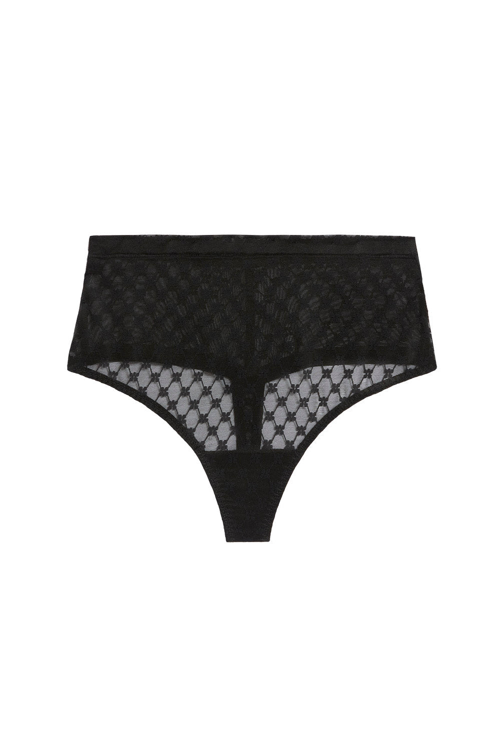 Black lace underwear on a white background