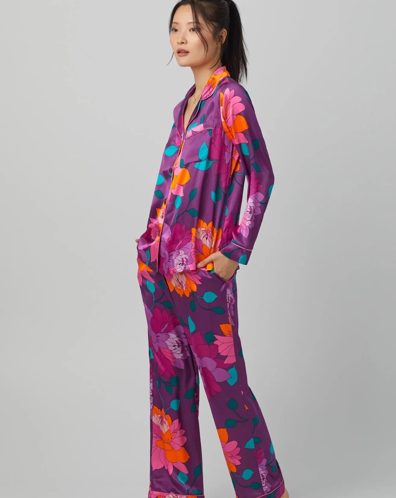 Evening Bloom Washable Silk Pajama: BedHead x Trina Turk