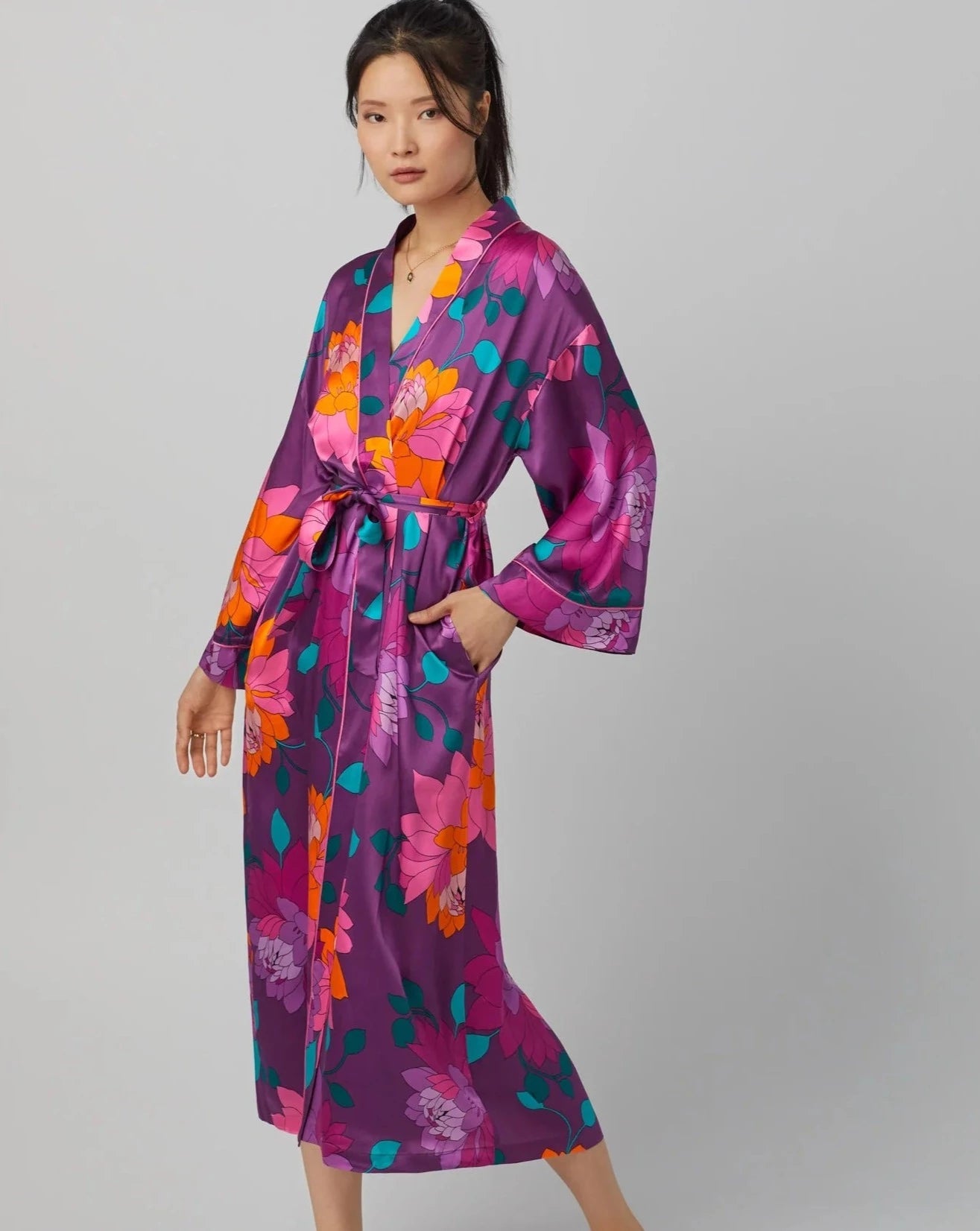Evening Bloom Washable Silk Robe: BedHead x Trina Turk