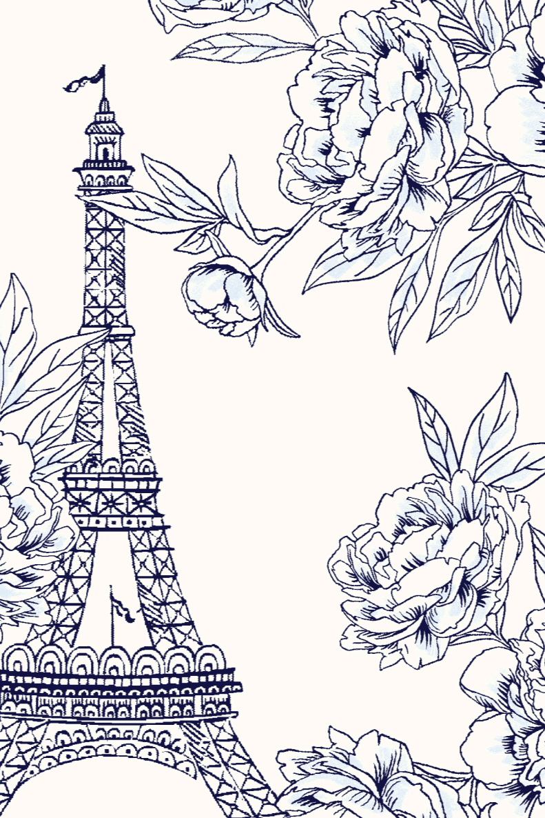 A long sleeve cotton flannel sleepshirt with a Eiffel print design, featuring button details, a chest pocket, and side pockets.