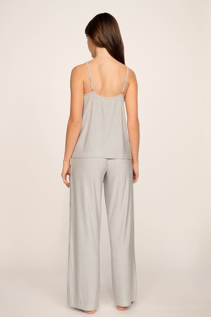 Gisele Duo Stripe Printed Cami & Pant Set: <i>Ivory</i>