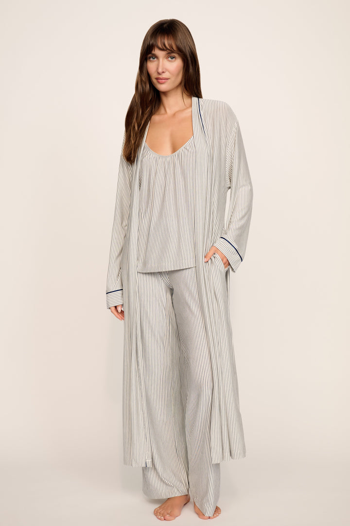Gisele Duo Stripe Printed Cami & Pant Set: <i>Ivory</i>