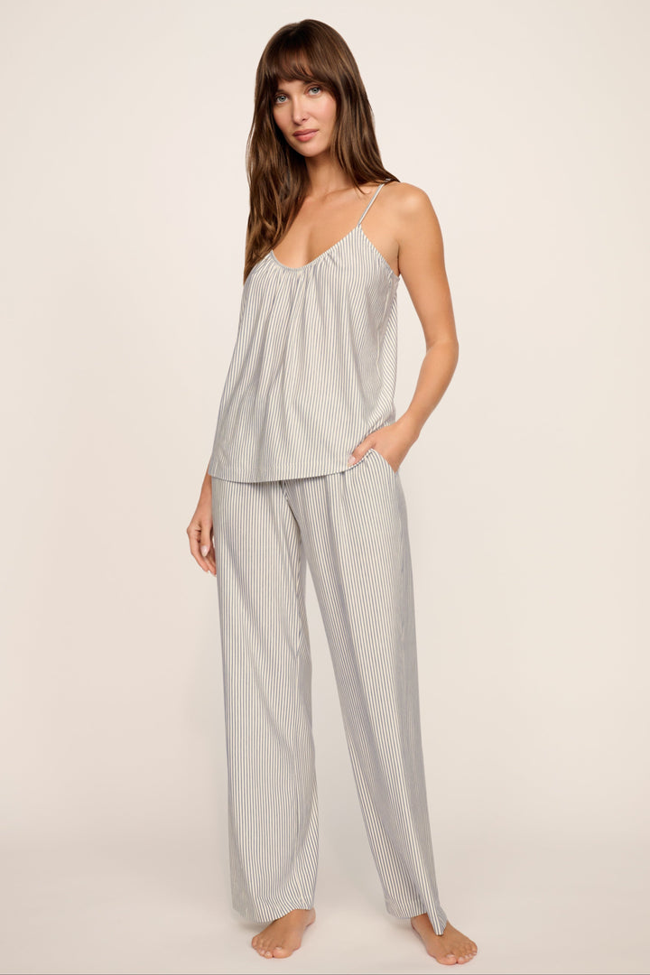 Gisele Duo Stripe Printed Cami & Pant Set: <i>Ivory</i>