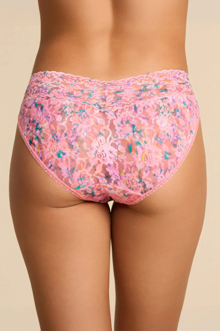 Floral-patterned underwear on a beige background