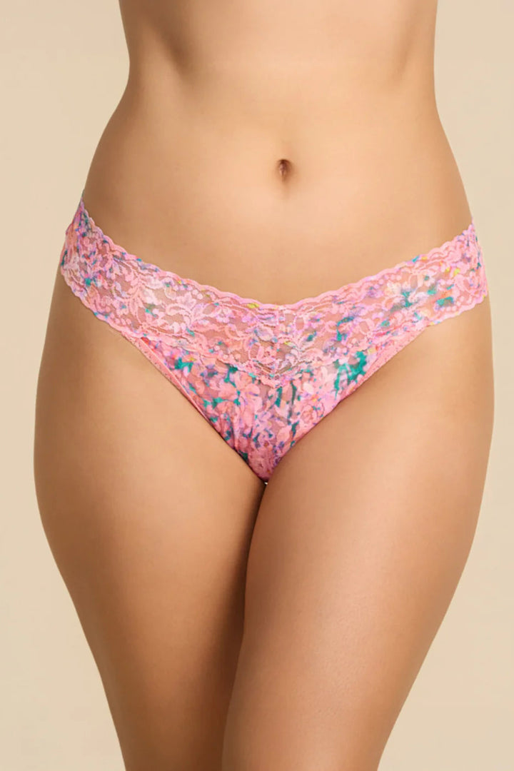 Floral-patterned underwear on a beige background