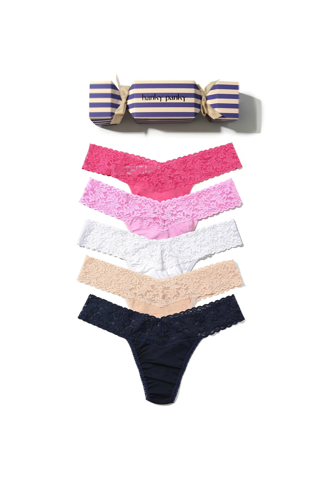 Set of women's underwear in various colors on a white background