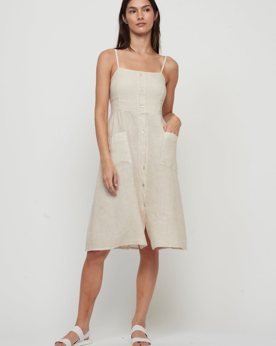 Button Down Linen Sun Dress - Beestung Lingerie