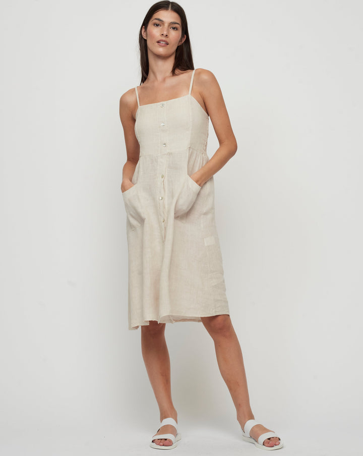 Button Down Linen Sun Dress - Beestung Lingerie