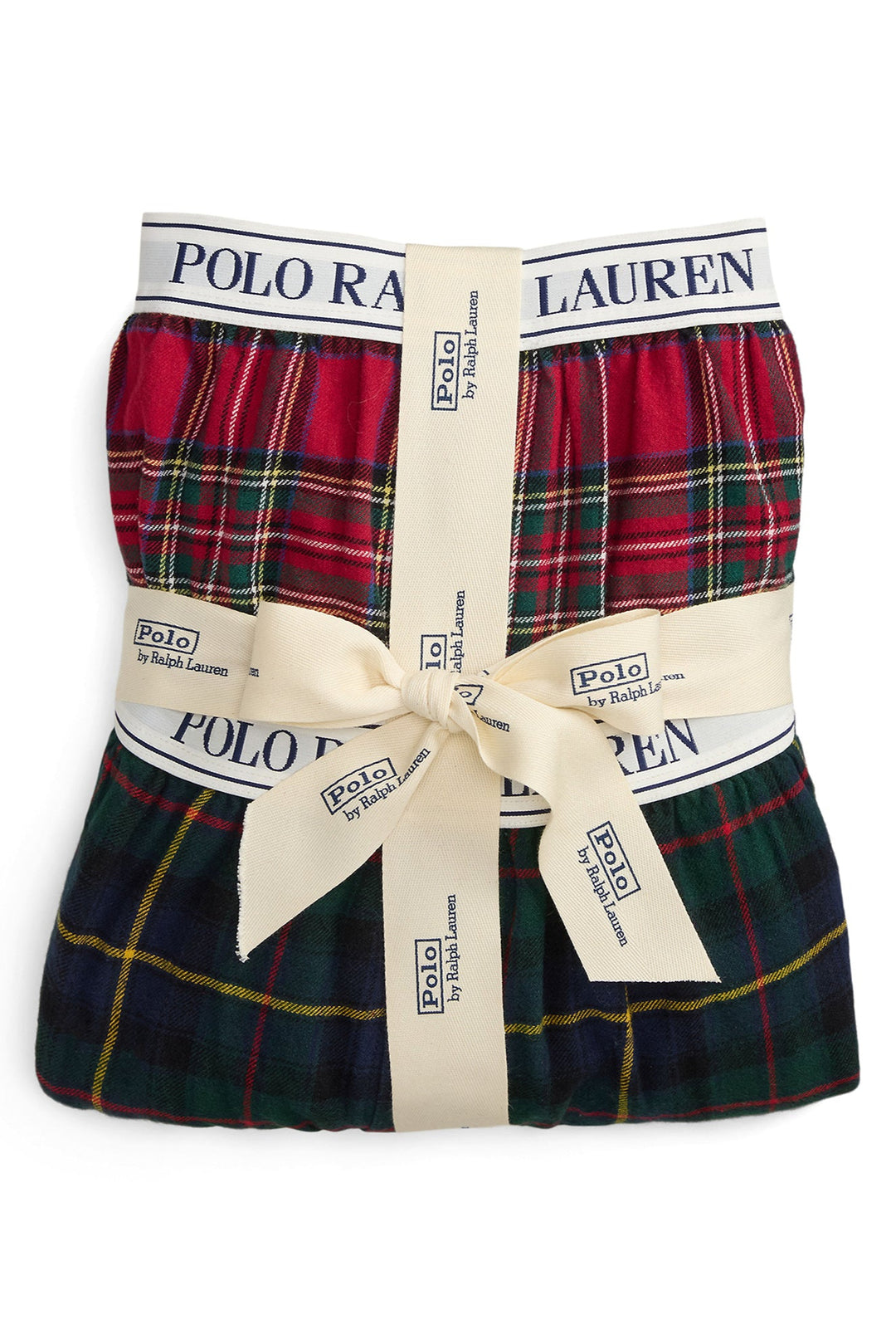 Plaid boxer briefs with Polo Ralph Lauren branding on a white background