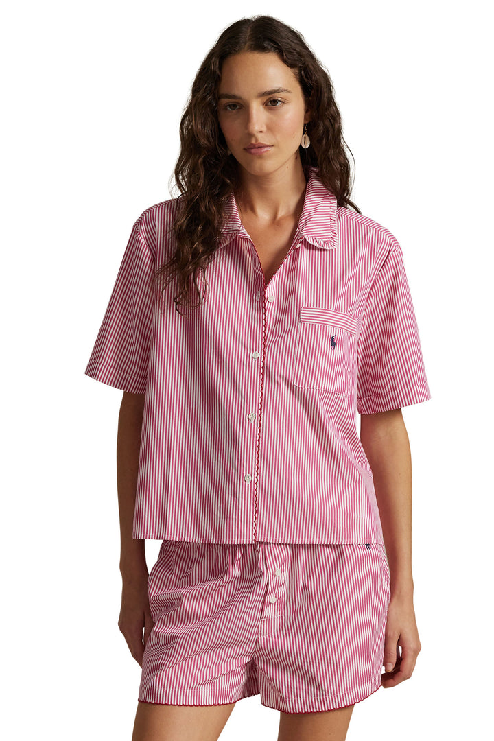 Shirting Stripes Whip Stitch Short Set