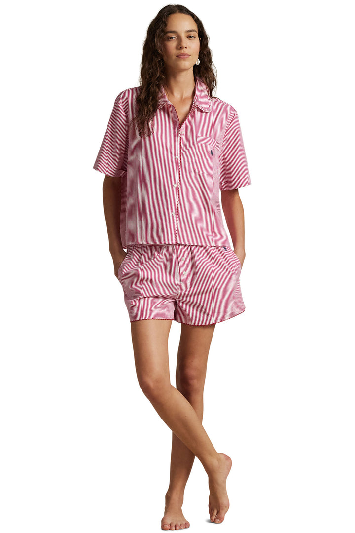 Shirting Stripes Whip Stitch Short Set