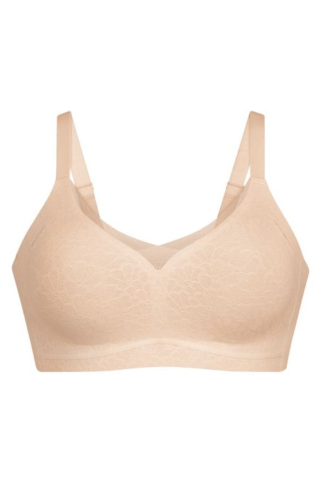 Beige bralette on a white background