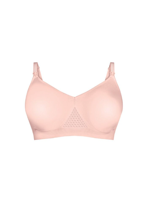 Pink nursing bra on a white background