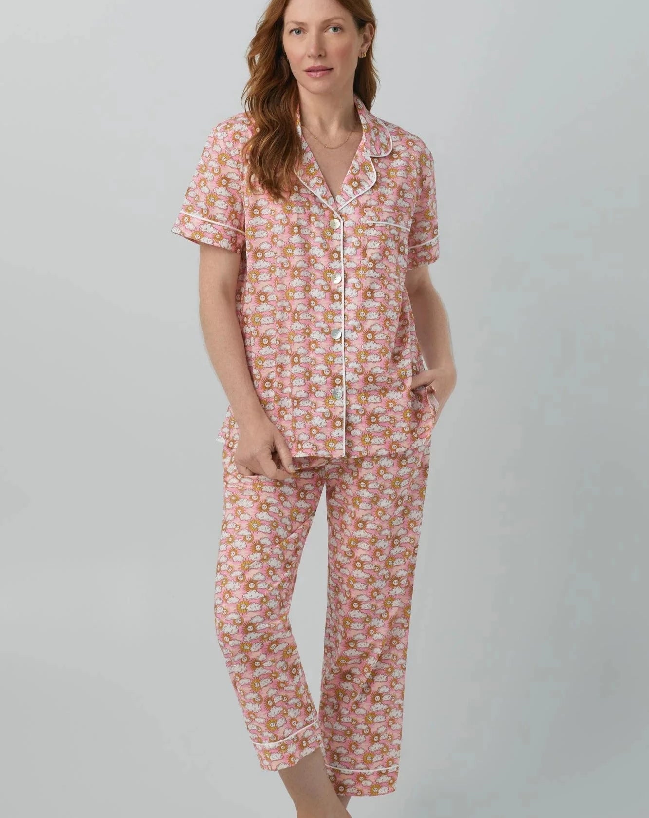 Follow The Sun Cropped Cotton PJ Set Made With Liberty Fabric