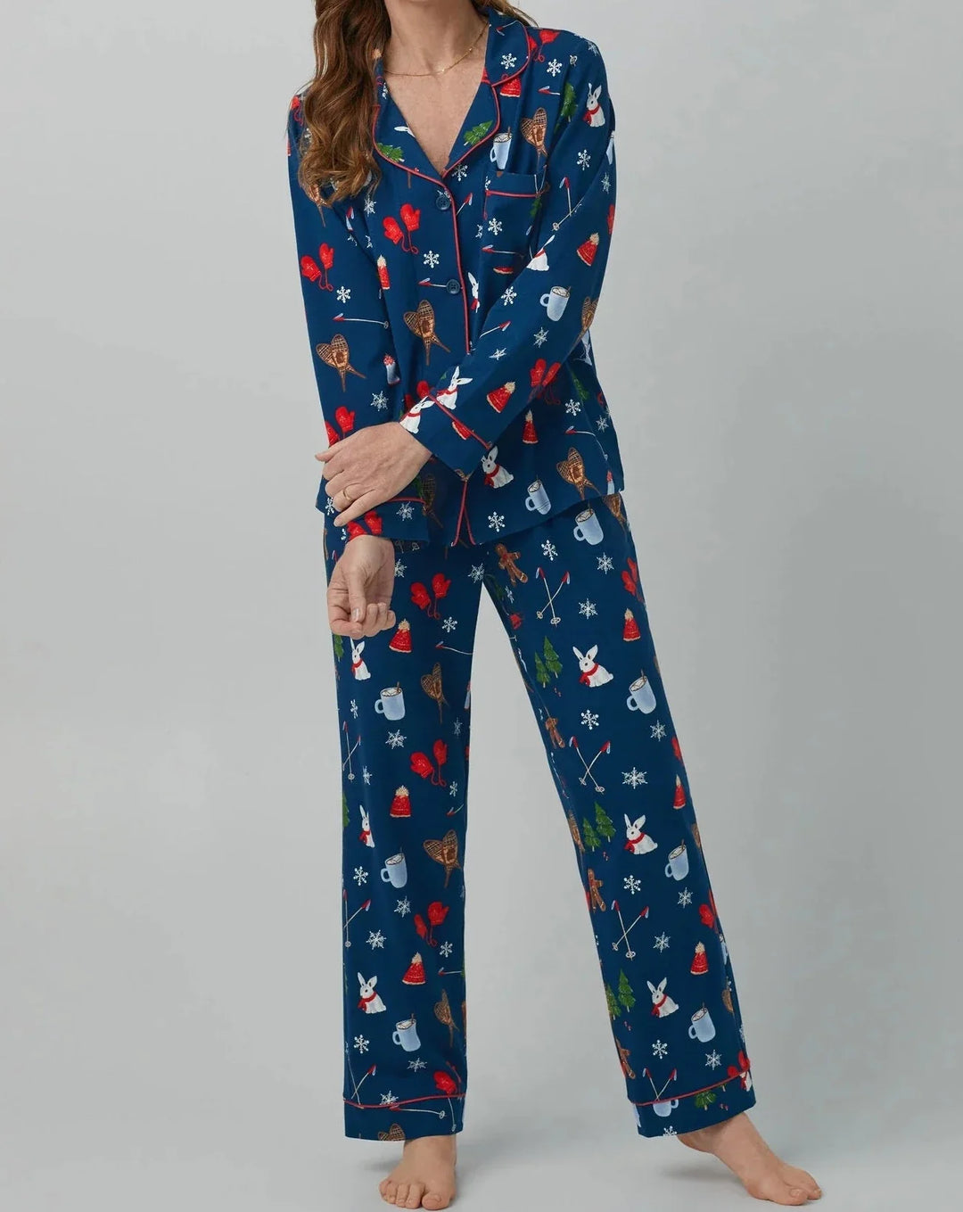 Seasonal Delights Cotton Stretch Jersey PJ Set: Size S, XL - Beestung Lingerie