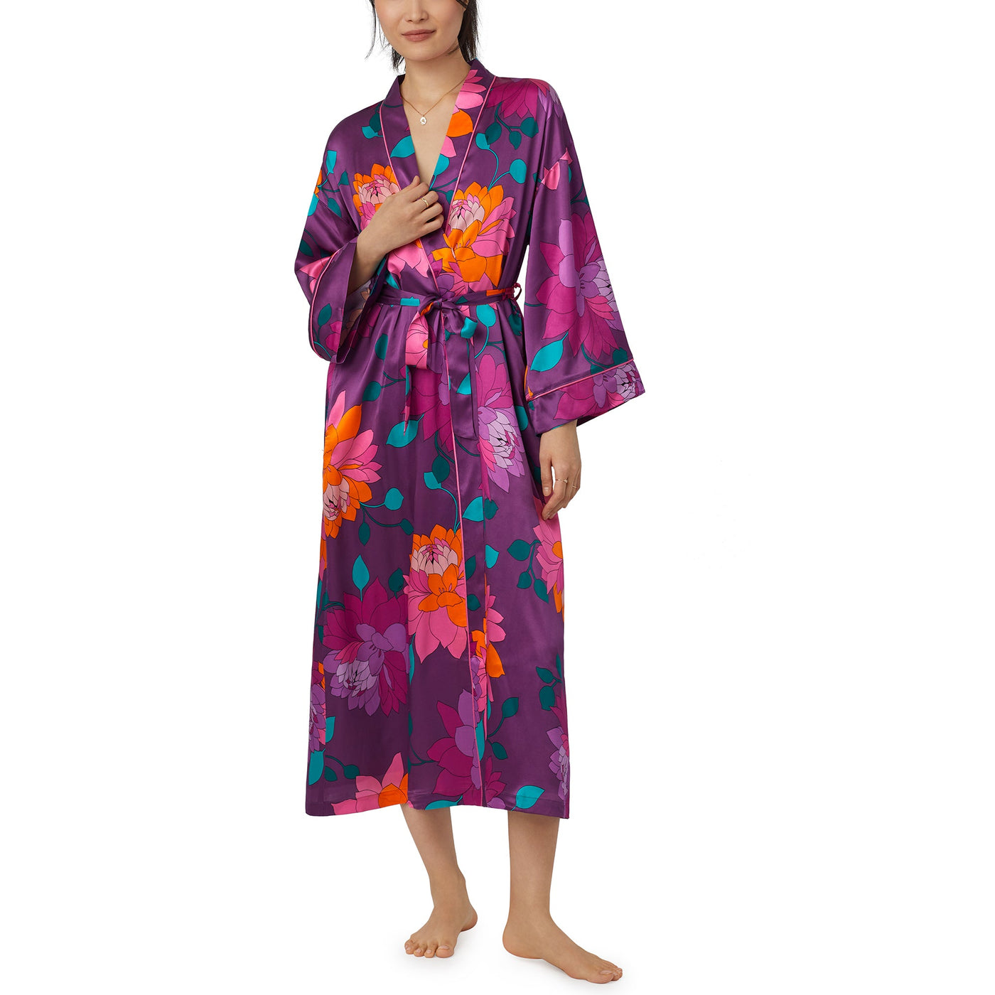 Evening Bloom Washable Silk Robe: BedHead x Trina Turk: Size L/XL - Beestung Lingerie