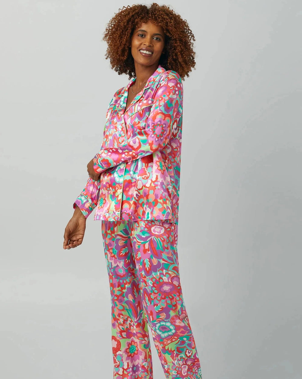 Summer Floral Washable Silk Pajama: BedHead x Trina Turk - Beestung Lingerie