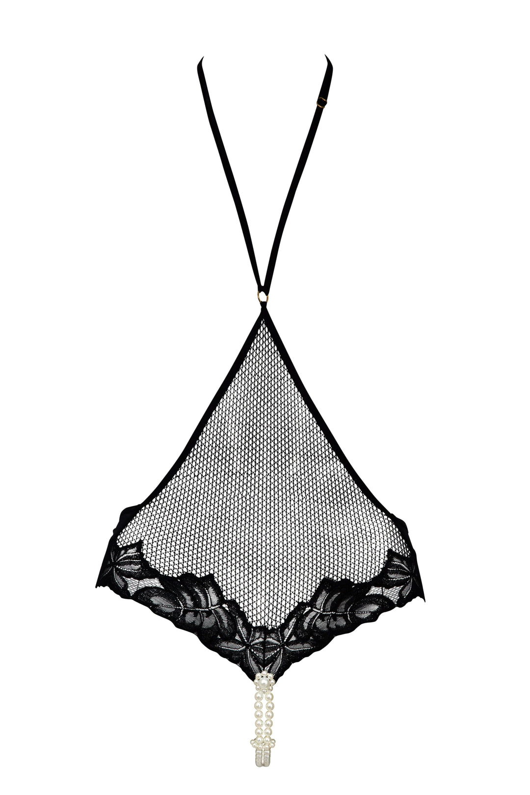 Black lace lingerie set on a white background
