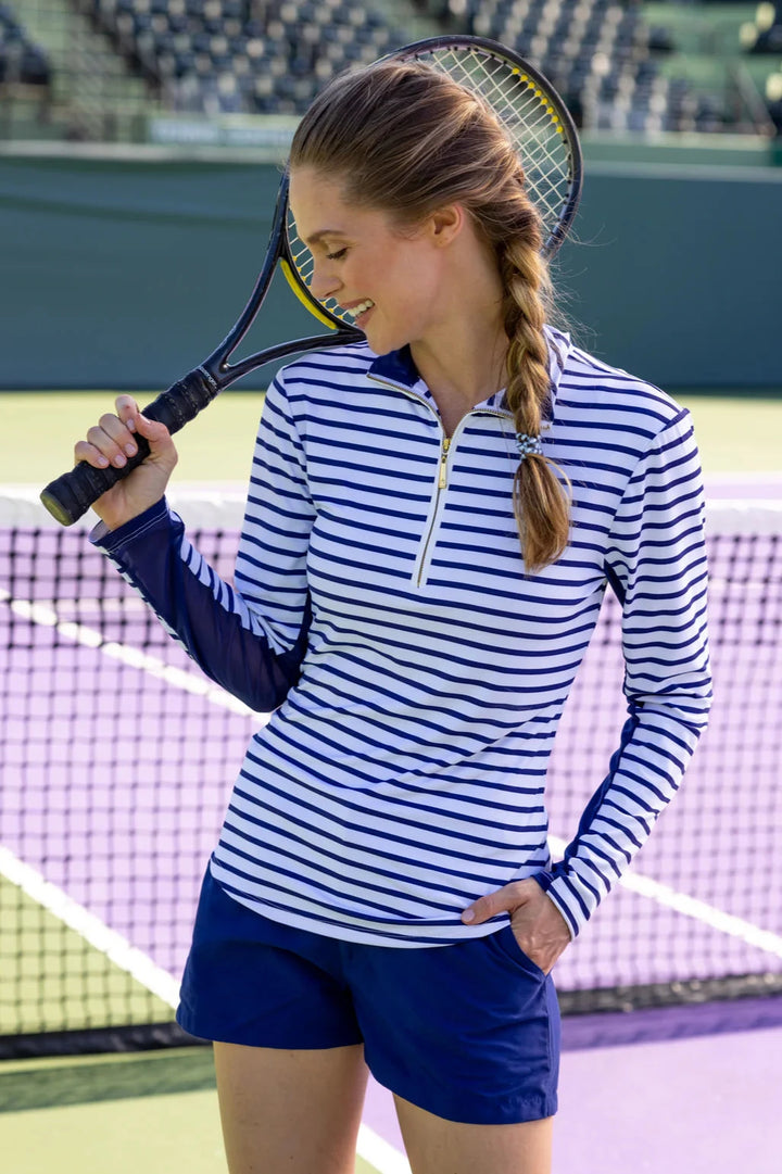 Striped Performance 1/4 Zip Sport Top