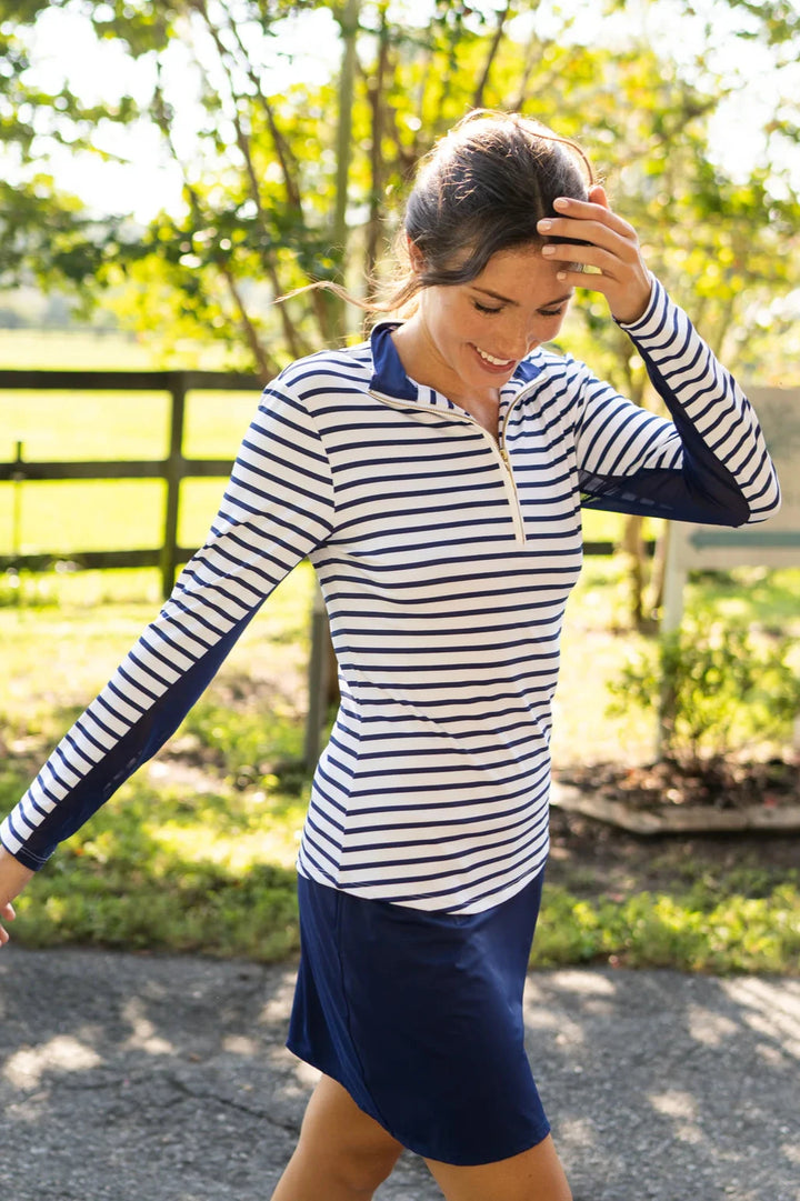 Striped Performance 1/4 Zip Sport Top