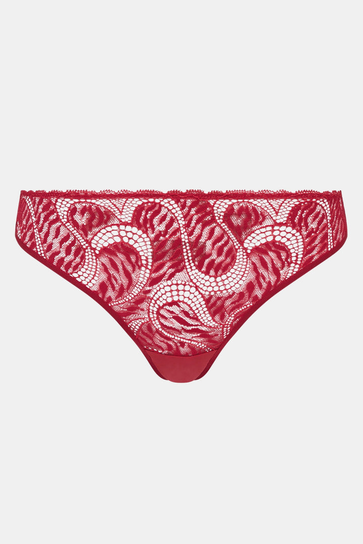 Red lace underwear on a white background