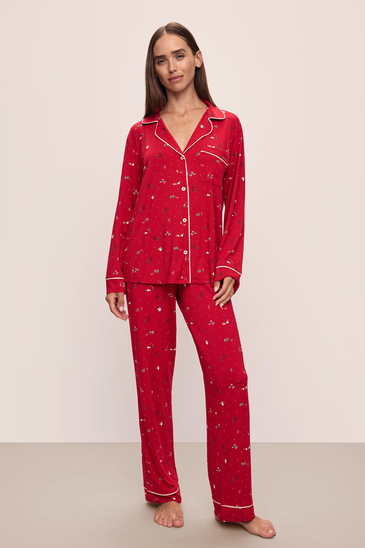 Gisele Printed Holiday Long PJ Set