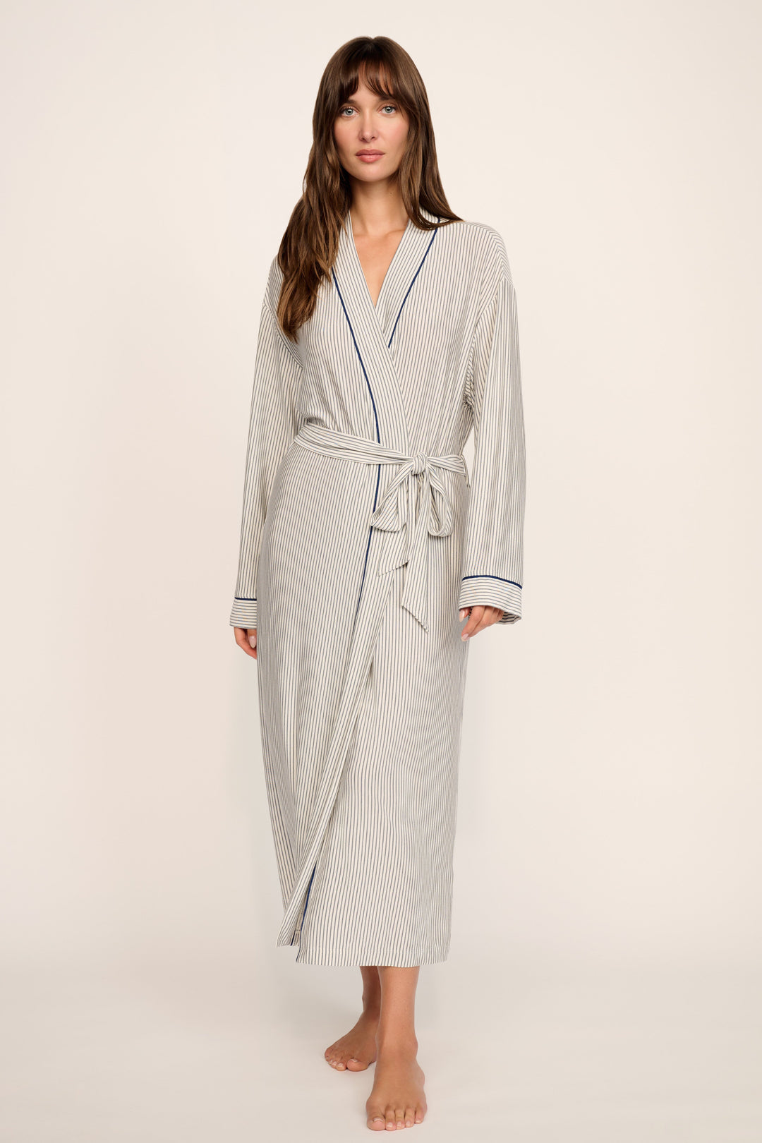 Gisele Duo Stripe Printed Robe: <i>Ivory</i>