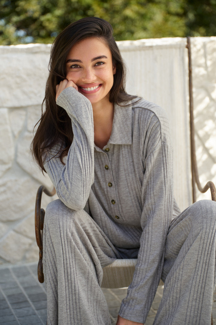 Verigated Rib Long Sleeve & Pant Set