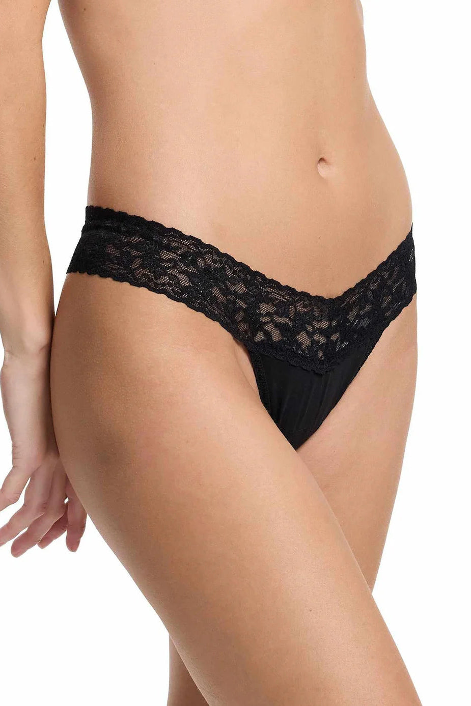 Black lace underwear on a white background