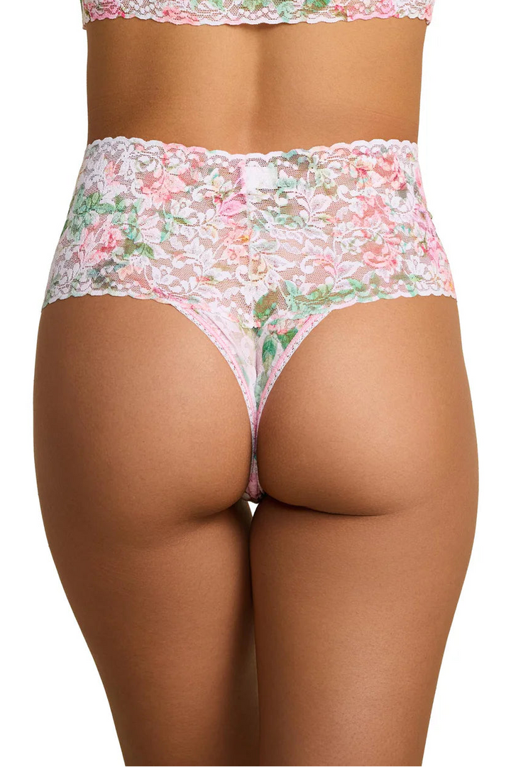 Printed Retro Lace Thong
