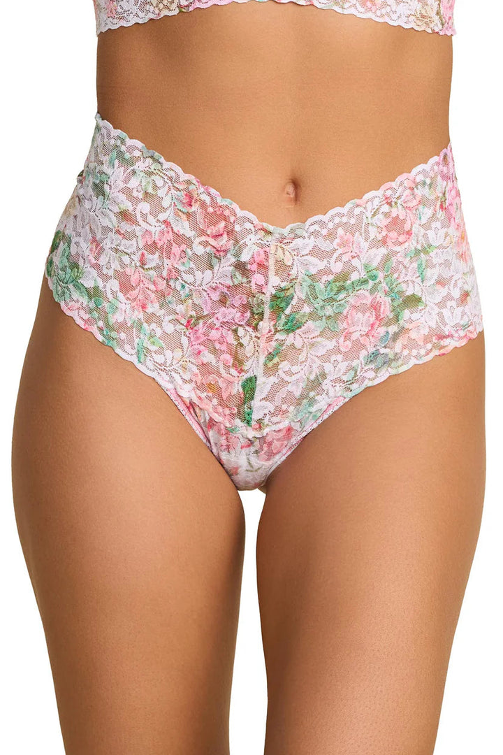 Printed Retro Lace Thong
