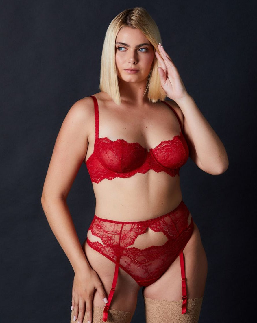 Anais Low Balconette Bra: Scarlet - Beestung Lingerie