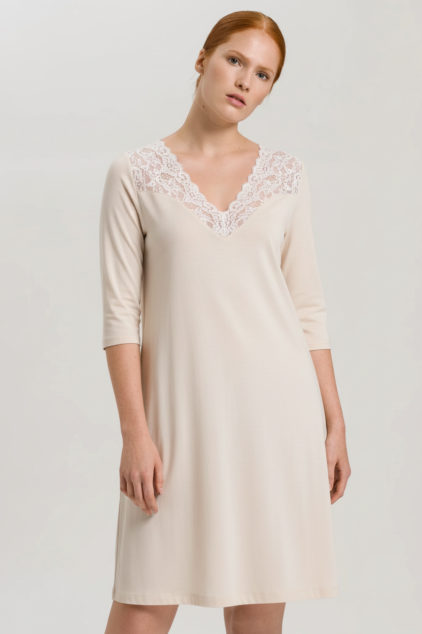 Light beige nightgown with lace trim