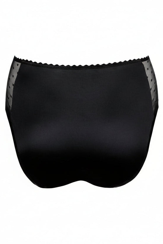 matching Noova full brief in black. sexy mesh lace with floral detail on the side. Retro style, featuring sexy boudoir look.