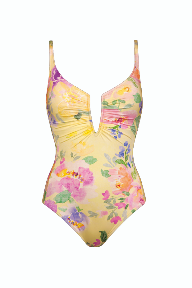 Floral swimsuit on a white background