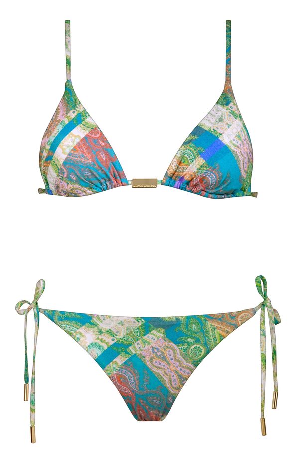 Jacquard Blue Tapestry String Bikini Set