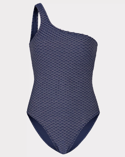 Joni Textured Waves One Shoulder Swimsuit