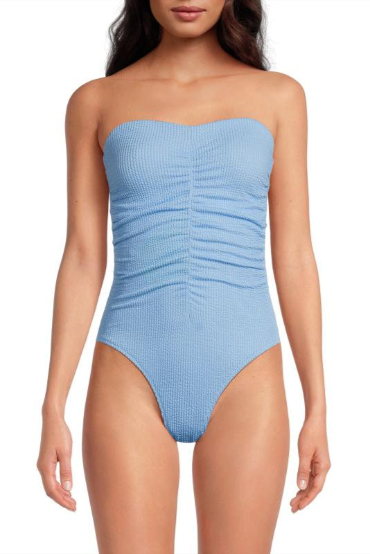 Textured Ruched One Piece Swimsuit