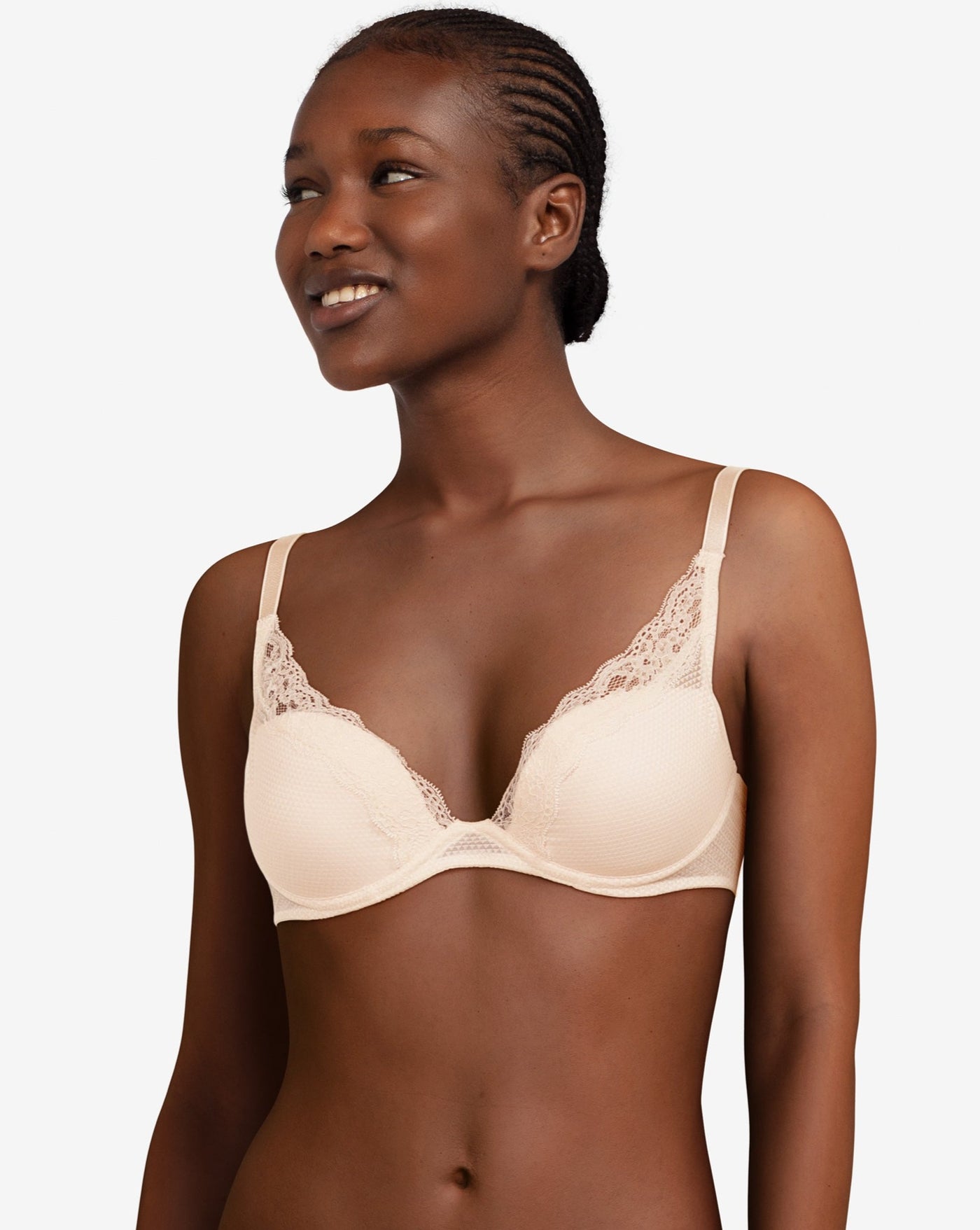 Festivité stretch-lace and tulle underwired plunge T-shirt bra