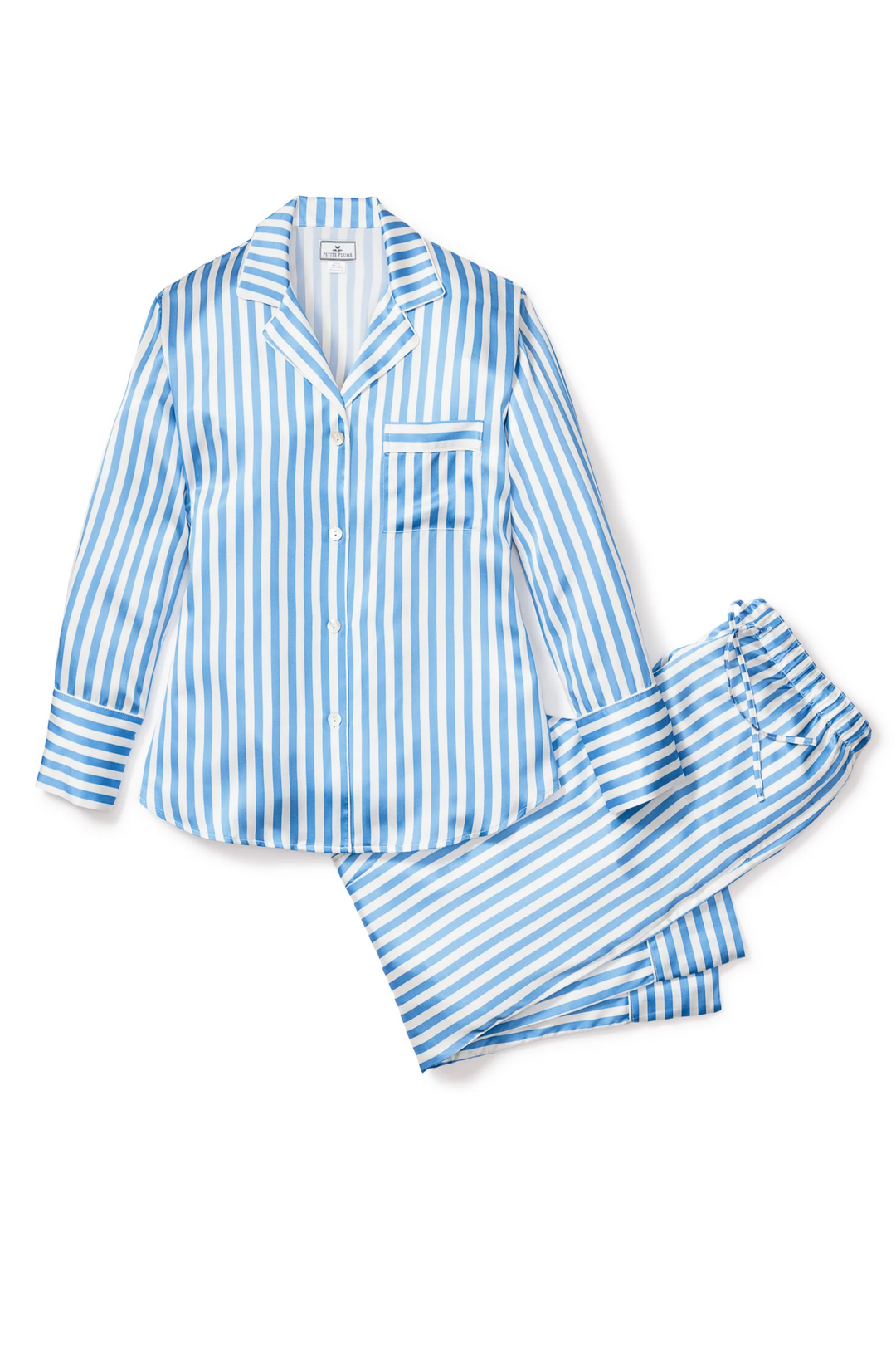 Azure Stripe Silk Pajama Set