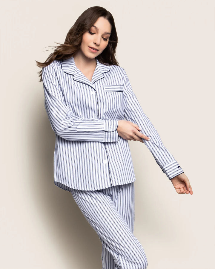 Navy French Ticking Twill Pajama Set