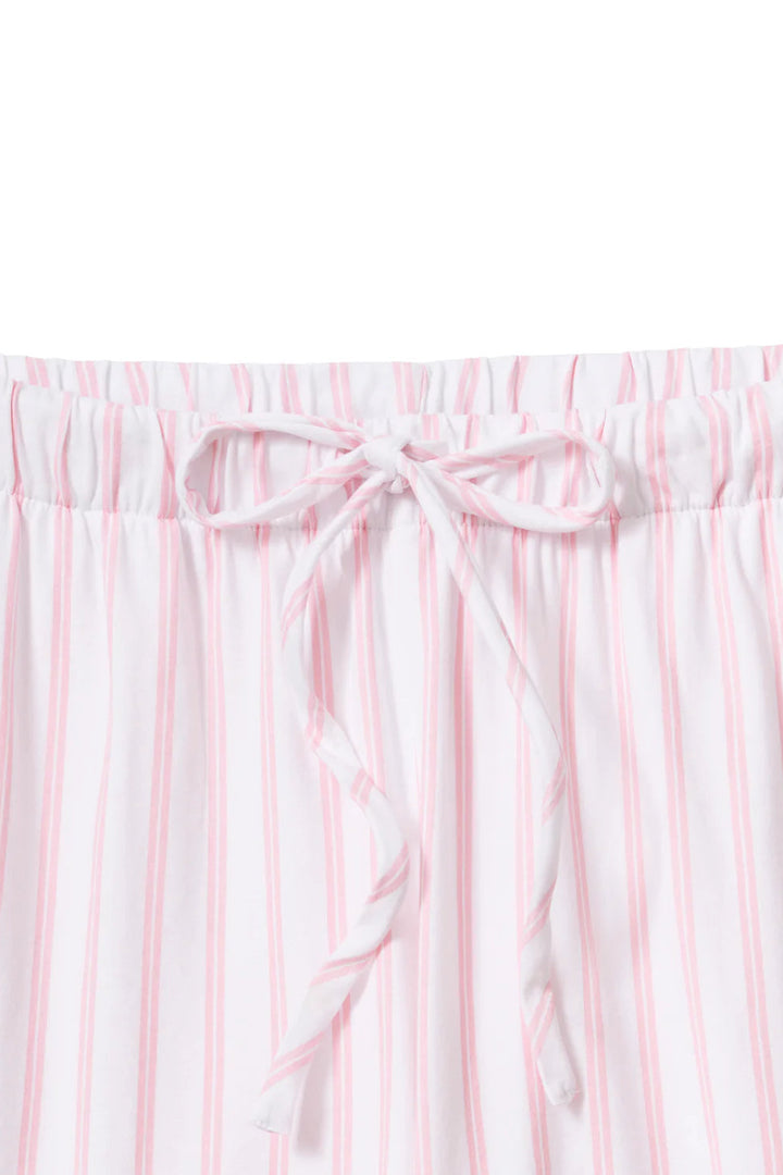 The Olivia Wide Leg Pima Pajama Set in Pink Stripe