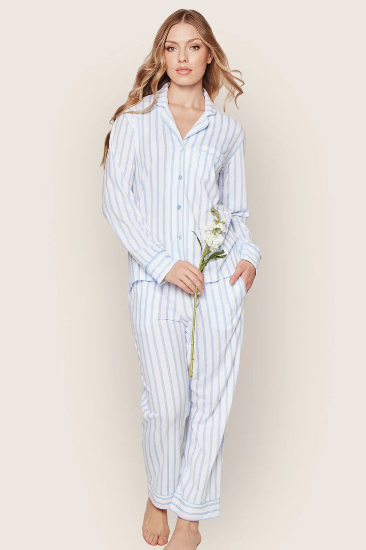 Pima Pajama Set in Periwinkle Stripe