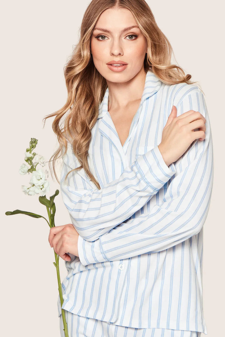 Pima Pajama Set in Periwinkle Stripe