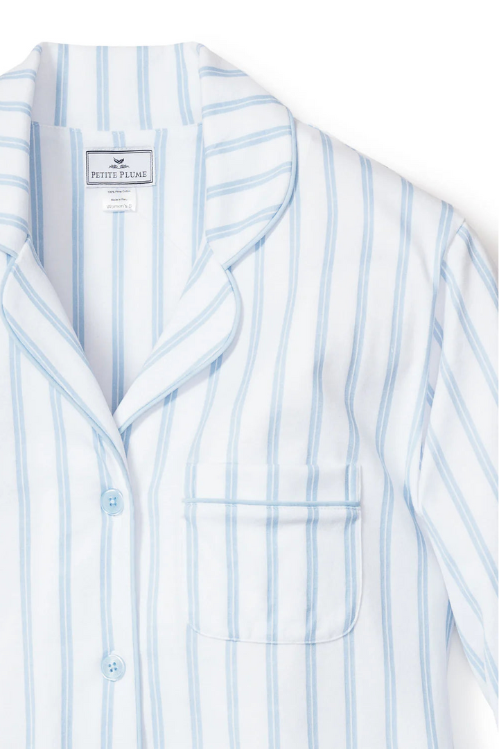 Pima Pajama Set in Periwinkle Stripe