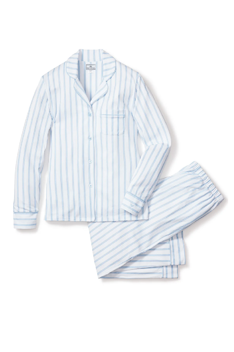 Pima Pajama Set in Periwinkle Stripe