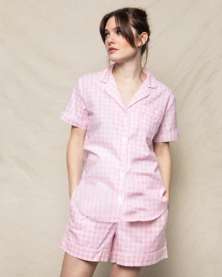 Pink Gingham Twill Short Set - Beestung Lingerie