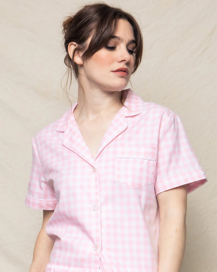 Pink Gingham Twill Short Set - Beestung Lingerie